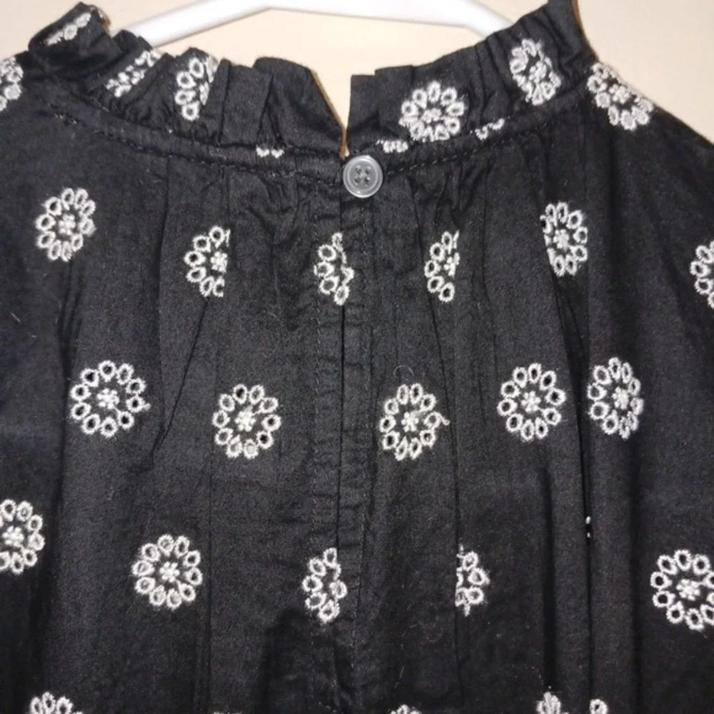 NWT LOFT Black Cottagecore Wimsigoth Short Sleeve Blouse Tunic‎ Top  S